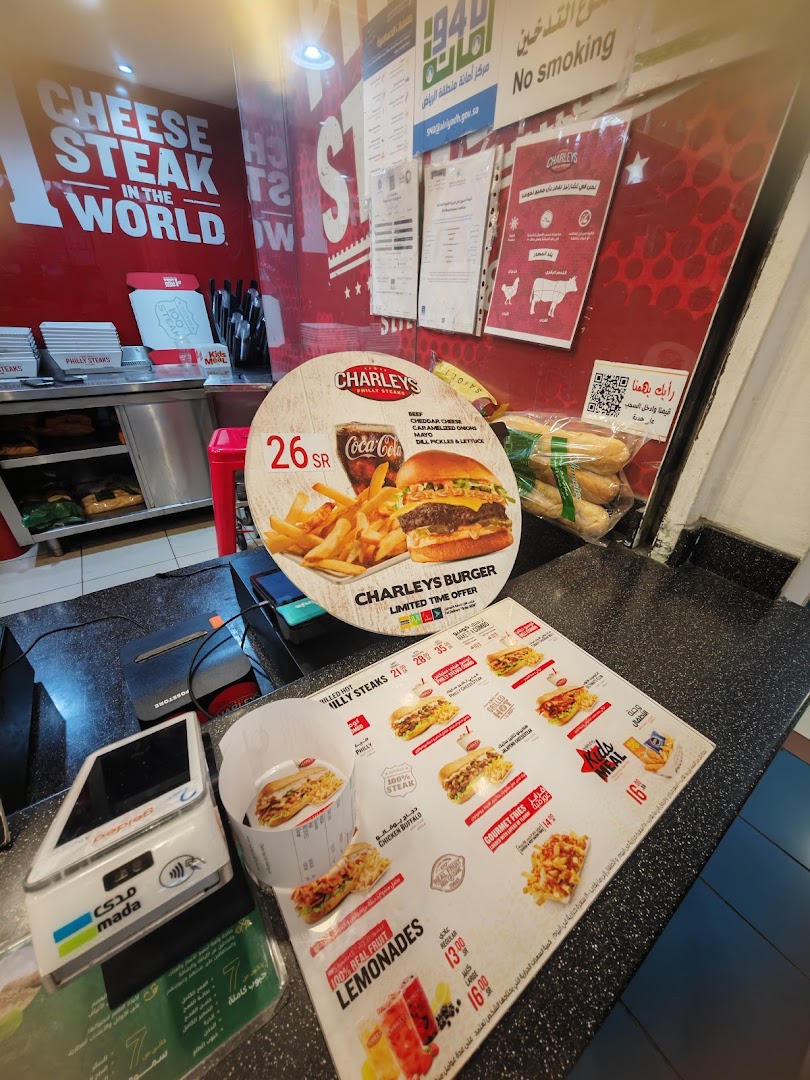 Menu page for Charleys Cheesesteaks