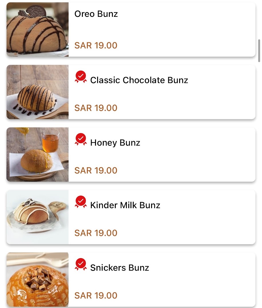 Menu page for MammaBunz Cafe