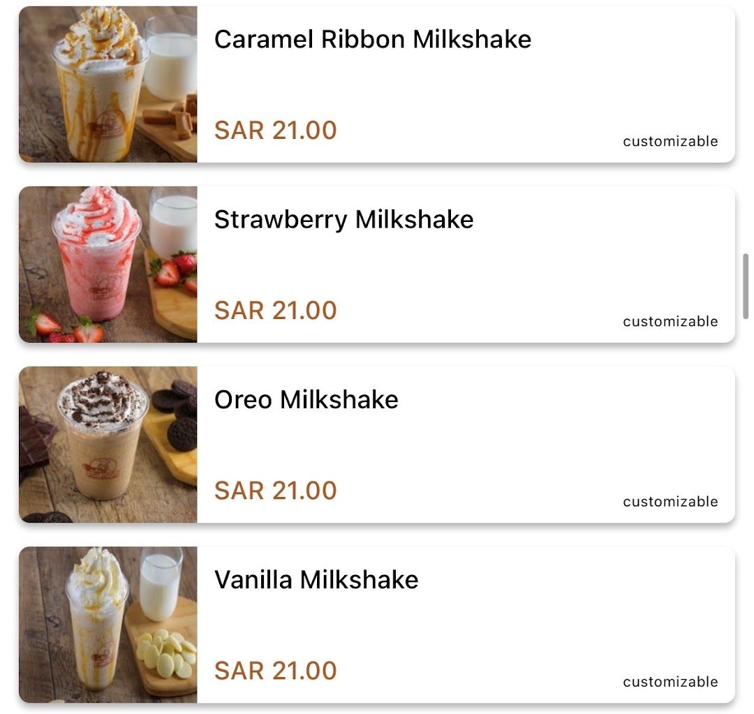 Menu page for MammaBunz Cafe