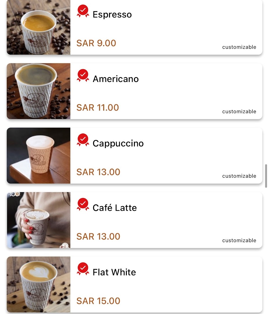 Menu page for MammaBunz Cafe