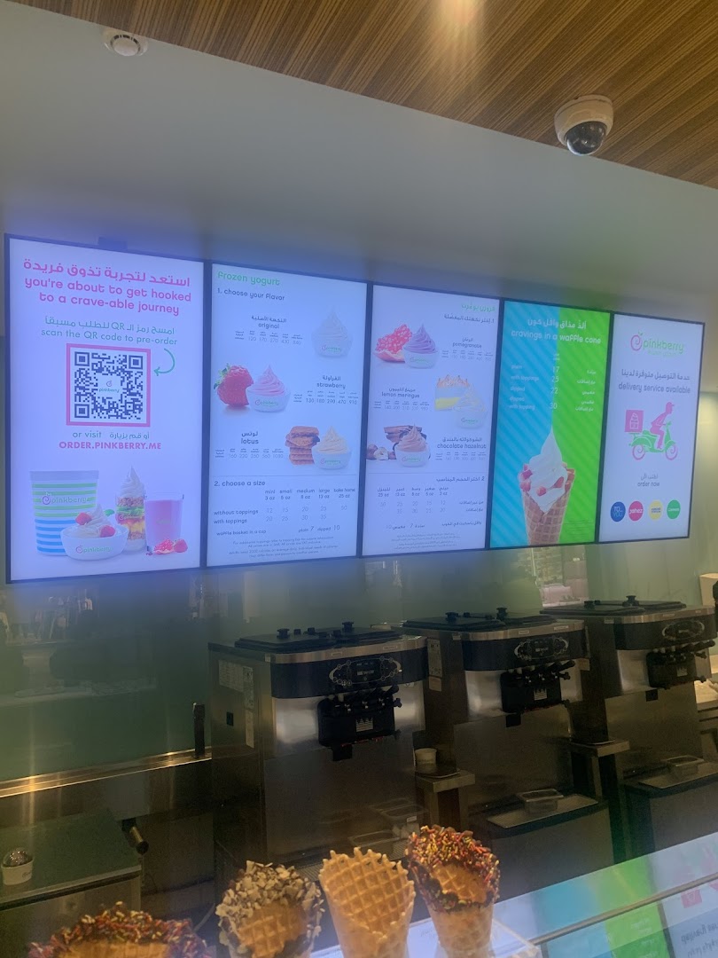 Menu page for Pinkberry