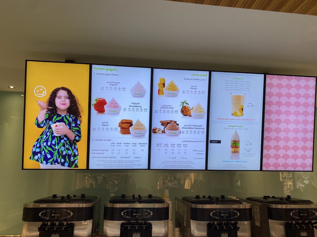 Menu page for Pinkberry
