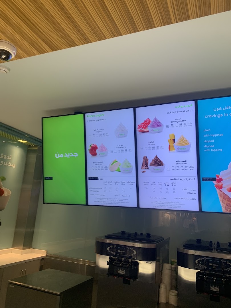 Menu page for Pinkberry
