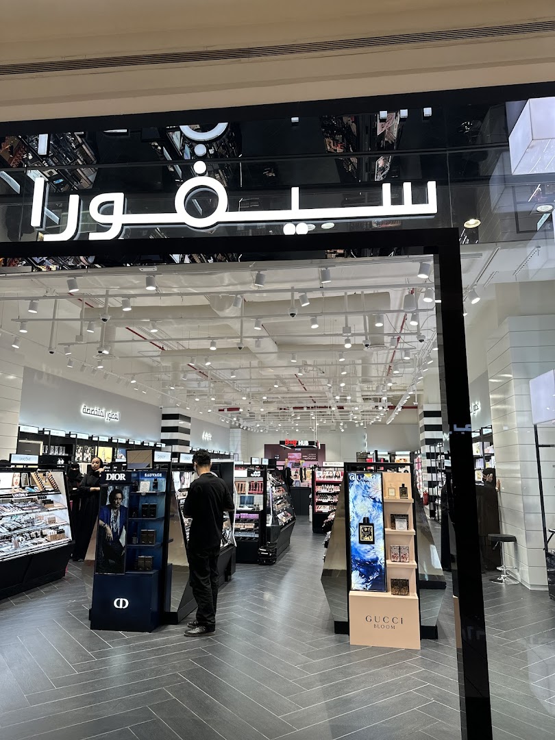 Interior view of a Sephora store showcasing makeup, perfumes, and beauty products.