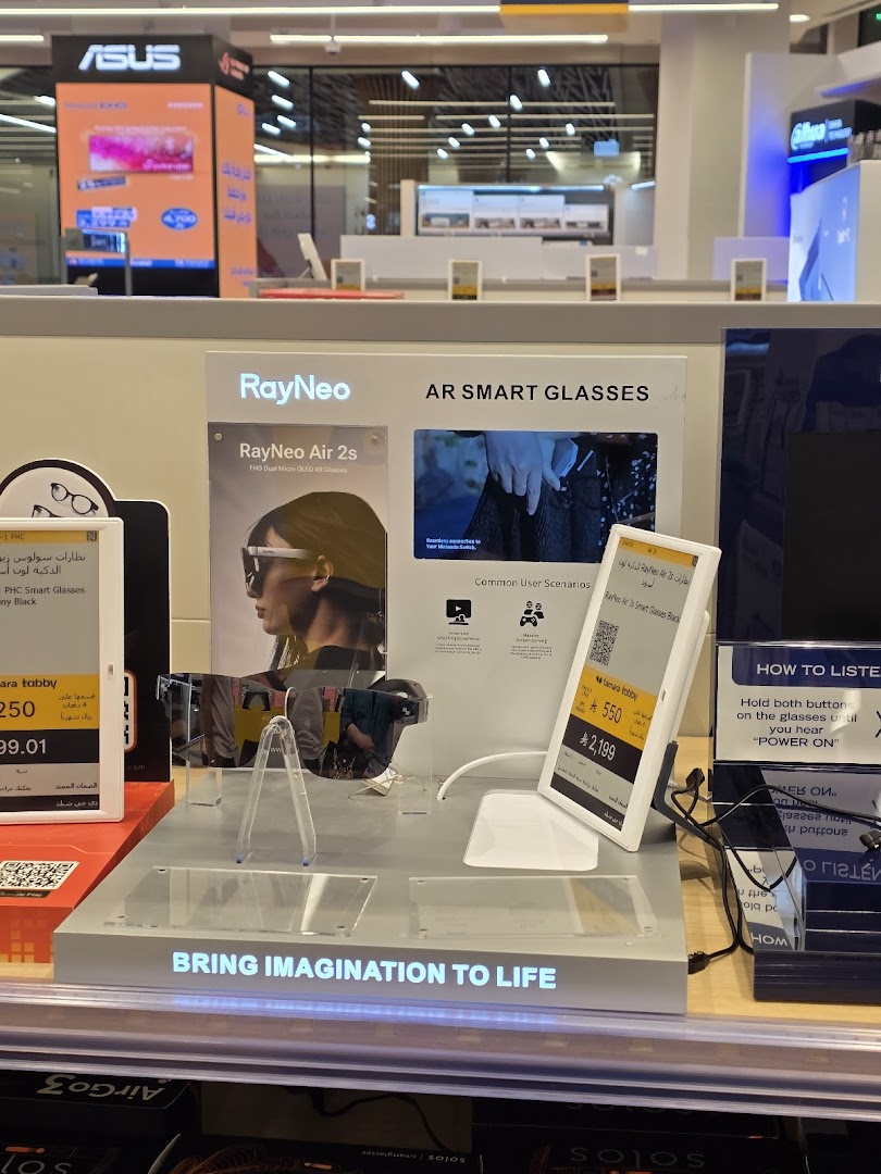 Display of RayNeo AR Smart Glasses with product information and pricing.