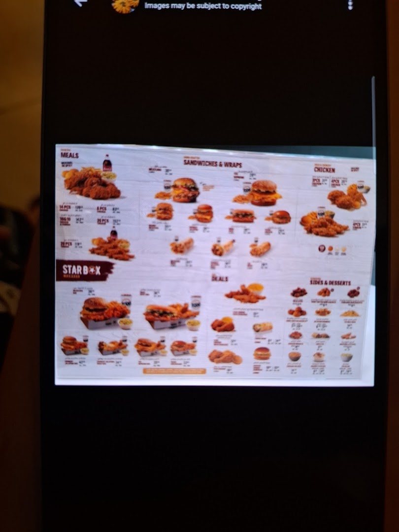 Menu page for Texas Chicken - Granada Mall