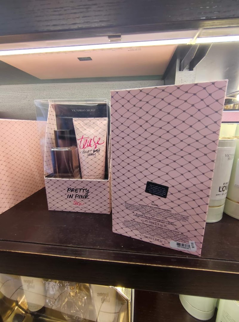 Victoria's Secret gift sets featuring 'Tease' fragrance and body cream.