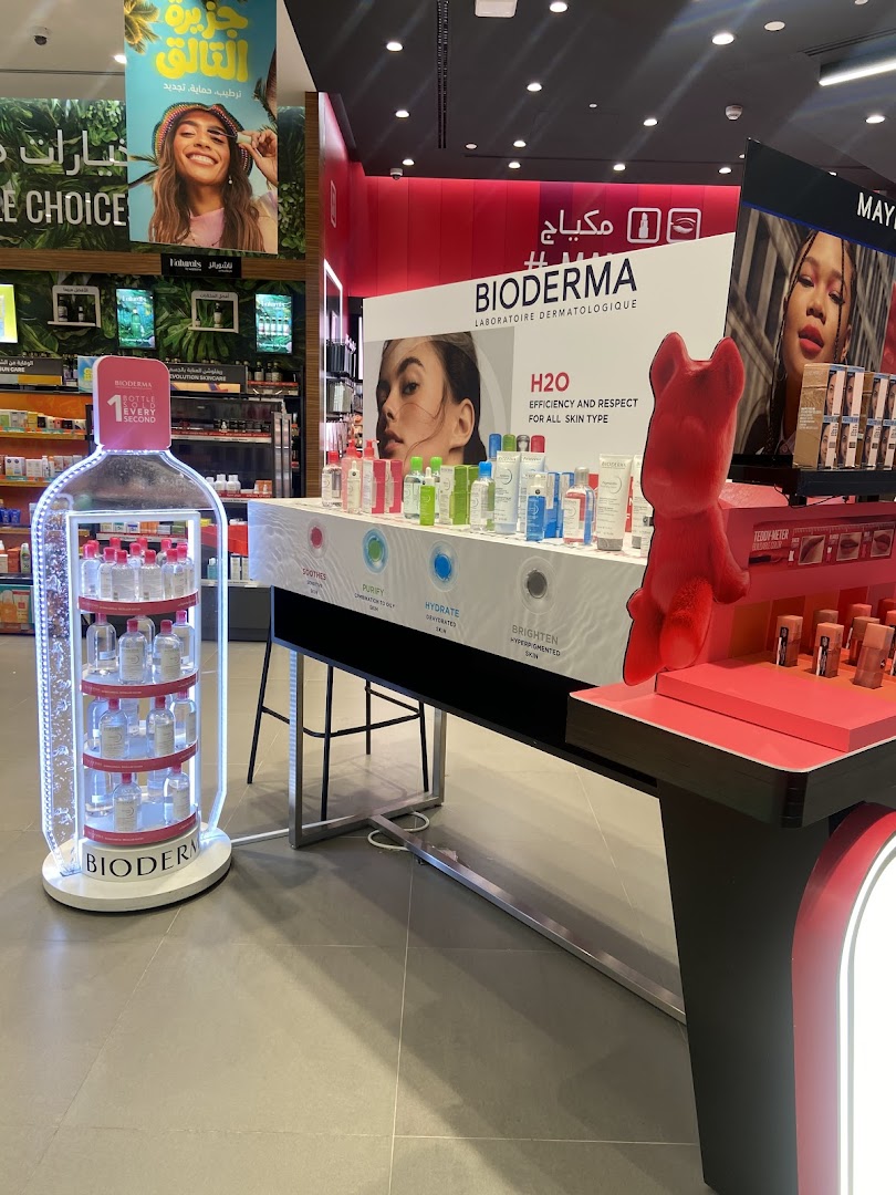 A Watsons store display featuring Bioderma skincare products and promotional materials.